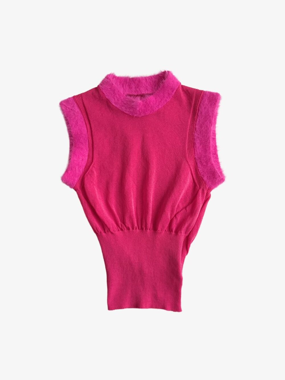 Pink La Maille Ascosu Brushed Cotton Blend Fuzzy Sleeveless Top by Jacquemus
